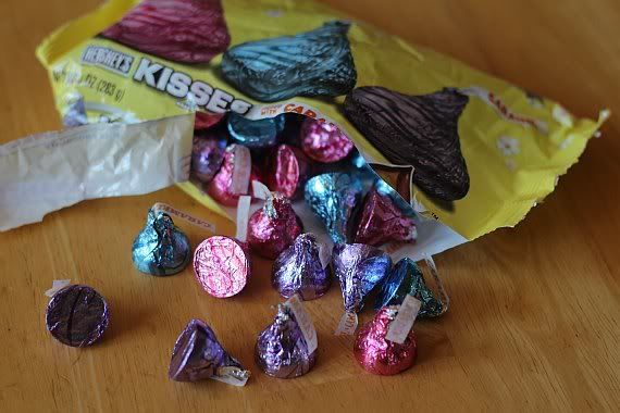 A bag of Hershey's salted caramel kisses