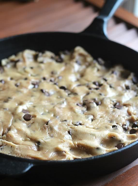 Chocolate Chip Cookie Dough in a Skillet