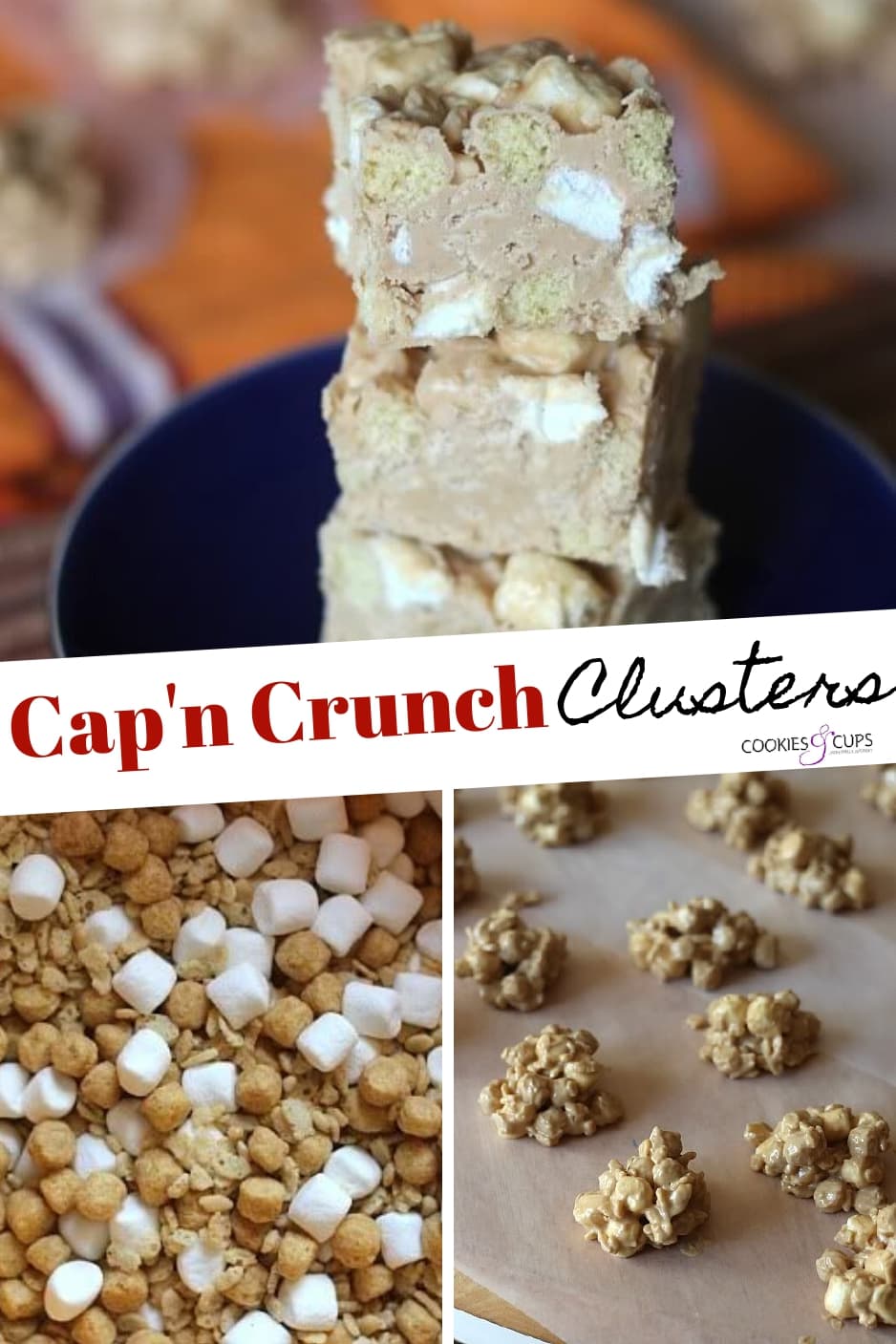 Pinterest Collage for Peanut Butter Cap'n Crunch Clusters