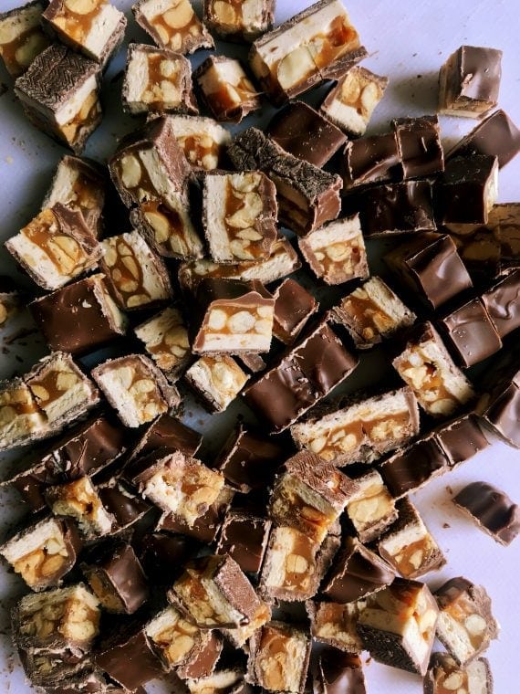 Pretzel Bottomed Snickers Blondies