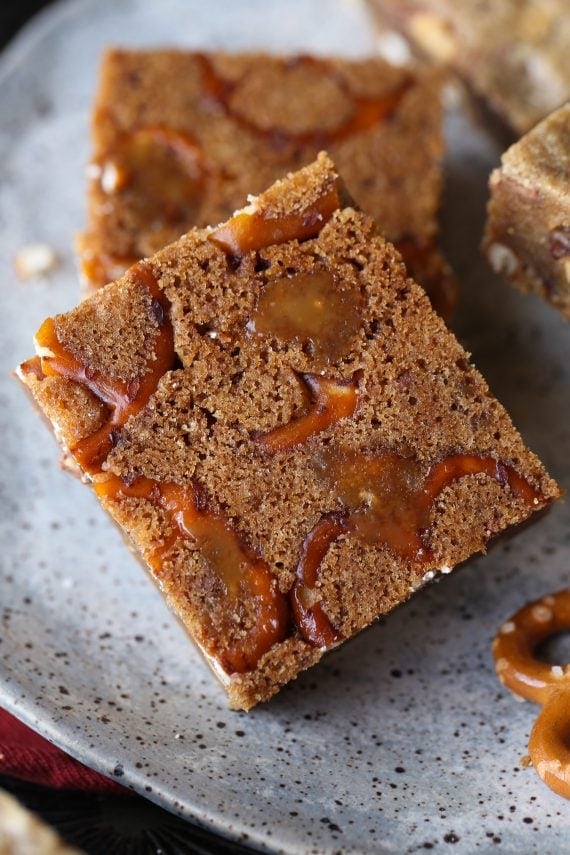 Pretzel Bottomed Snickers Blondies