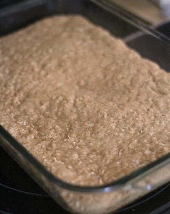 Coconut cookie base in a 9x13 pan