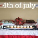 Side view of a table of treats for a 4th of July party