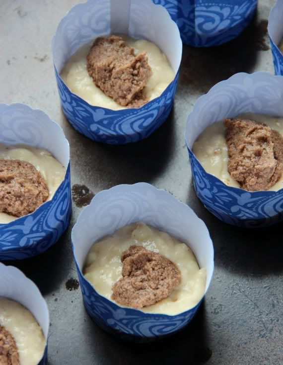 Gooey Cinnamon muffin batter in muffin cups