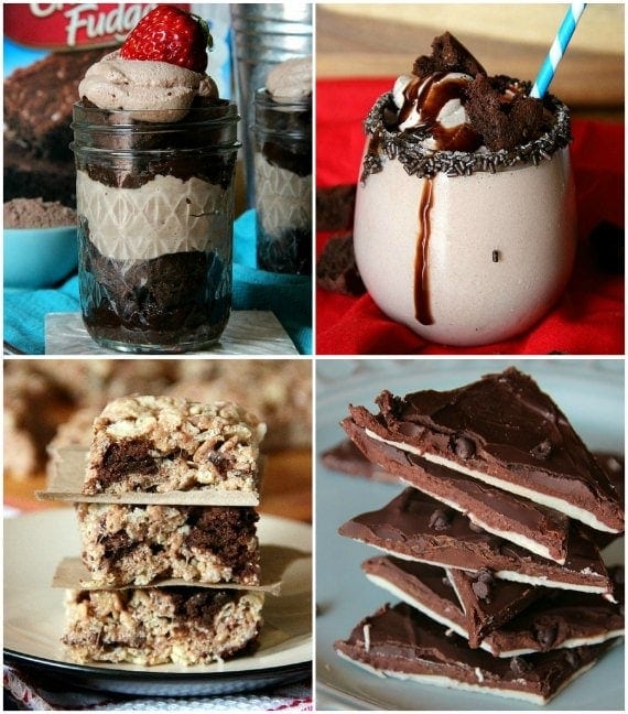 Collage of four recipes from Brownie Batter Week