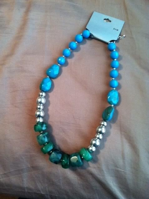 Blue and green beaded bracelet