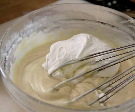 Image of Fluff Mixing into the Bowl for Key Lime Pie Dip