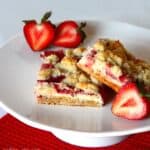 Image of Strawberries and Cream Bars with Strawberries on a Plate