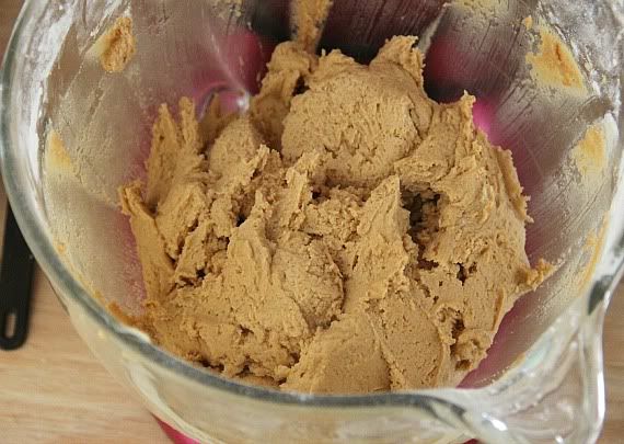 Peanut Butter Blossom cookie dough in a mixing bowl
