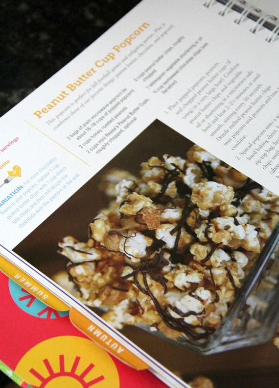 Photo of Peanut Butter Cup Popcorn recipe in a cookbook
