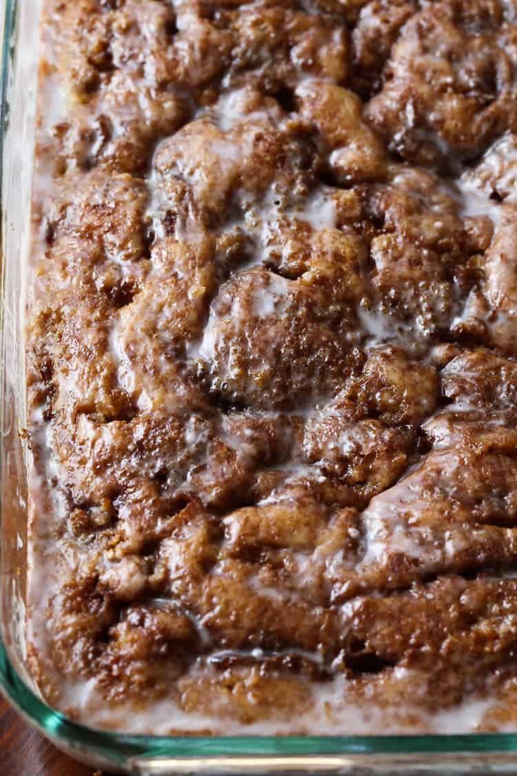 Freshly glazed apple fritter cake