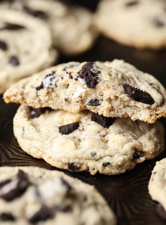 Oreo Pudding Cookies are a family favorite! They are crispy at the edge, but adding pudding mix directly into the batter keeps them soft and chewy in the center!