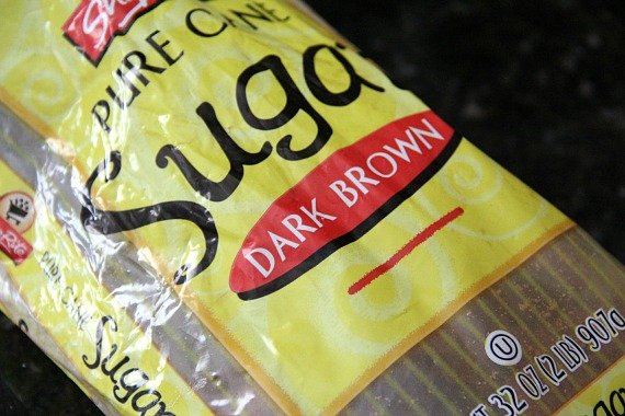 Close-up image of a bag of brown sugar