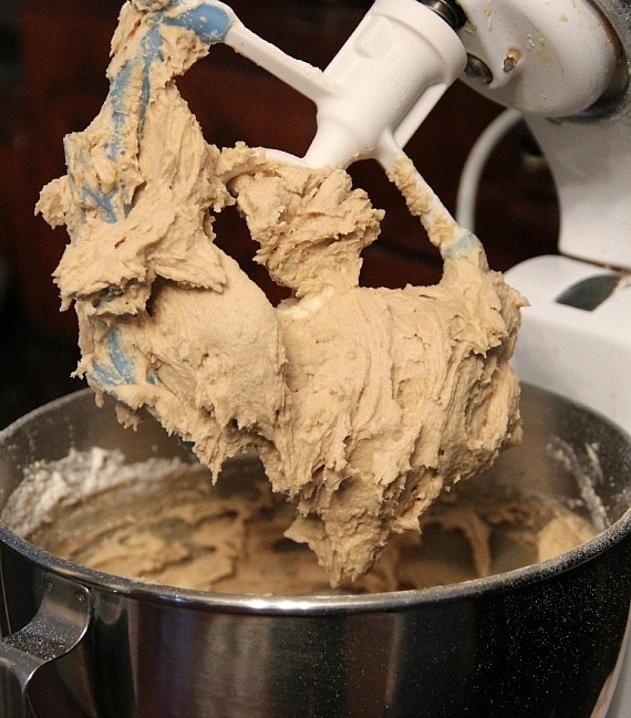 Blondie batter in a stand mixer bowl