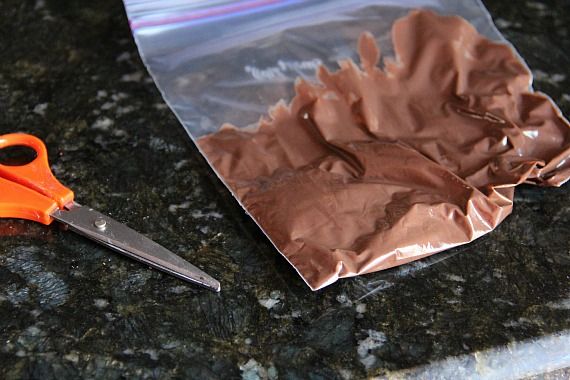 Melted chocolate in a zip-top bag