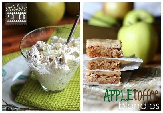 Collage of apple blondies and apple salad