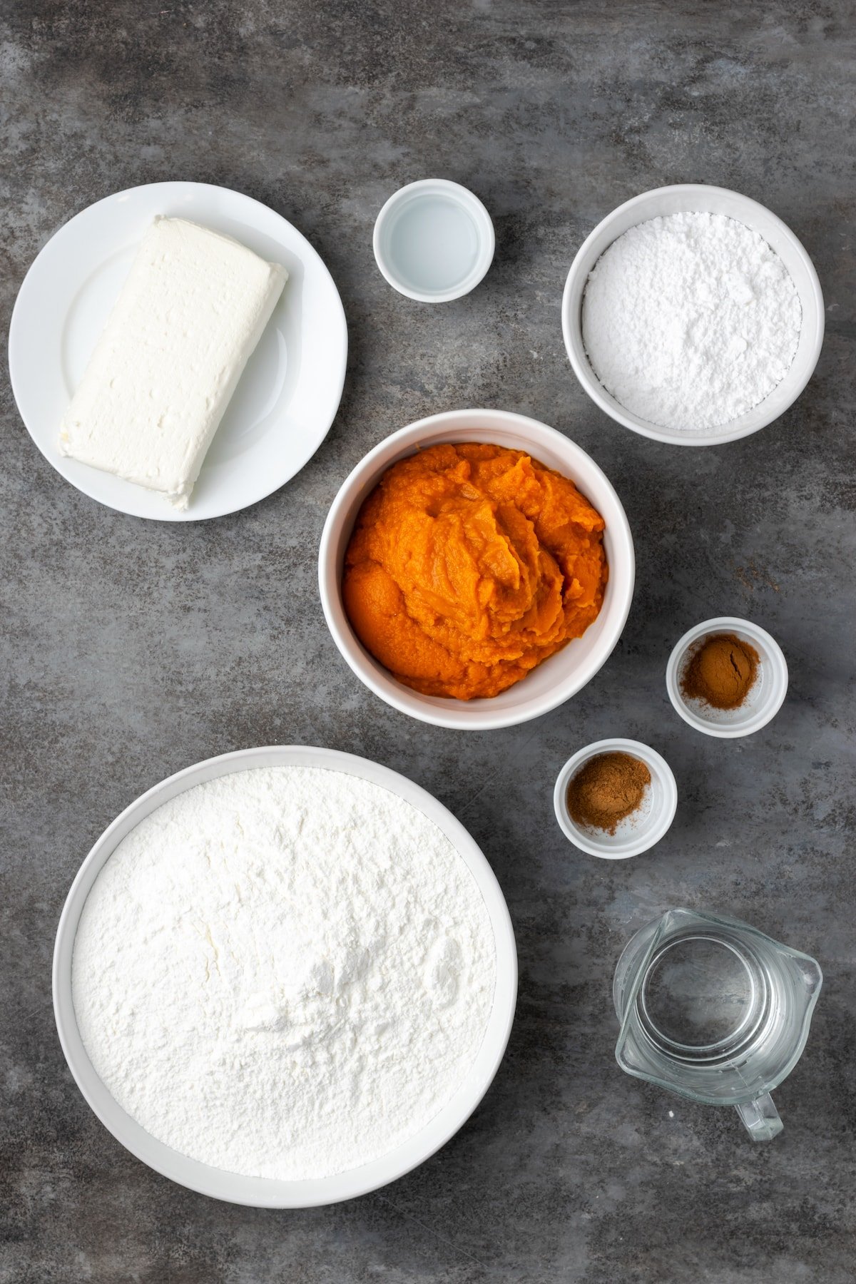 Ingredients for pumpkin cream cheese bars.