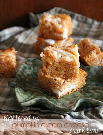 lightened up pumpkin cream cheese swirl bars