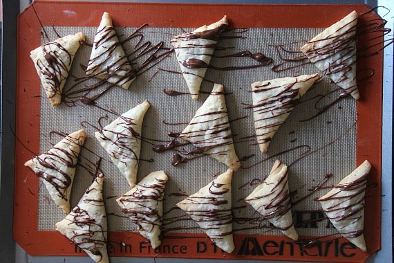 Nutella Pastry Cookies Fresh From the Oven with Nutella Drizzle