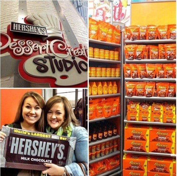 Collage of a visit to Hershey Chocolate store