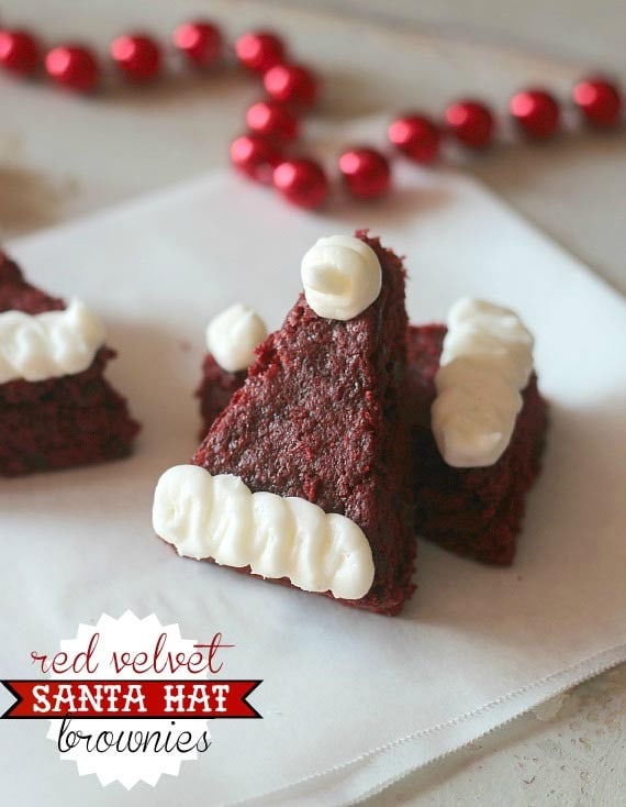 Image of Red Velvet Santa Hat Brownies