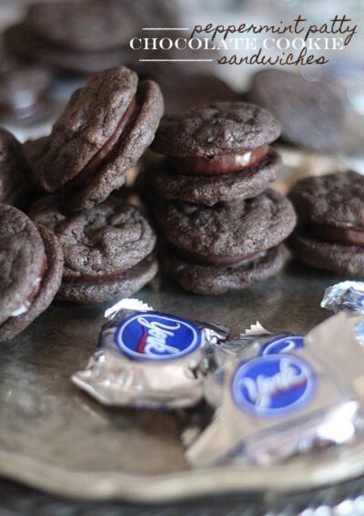 peppermint patty chocolate cookie sandwiches