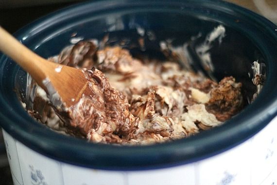 Image of Crock Pot Candy Ingredients Being Mixed