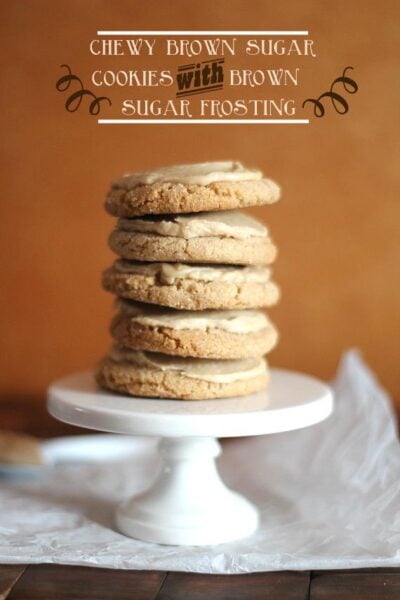 chewy brown sugar cookies with brown sugar frosting