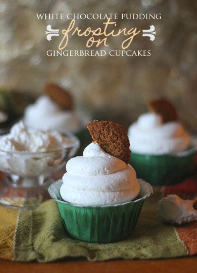 gingerbread cupcakes with white chocolate pudding frosting