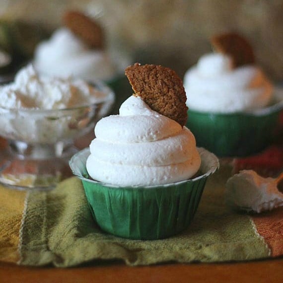 Three Gingerbread Cupcakes with White Chocolate Frosting