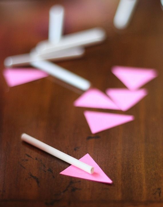 Lollipop sticks with pink triangles