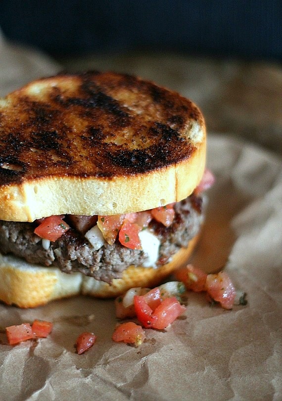 Bruschetta Burger | Cookies and Cups for Food Fanatic