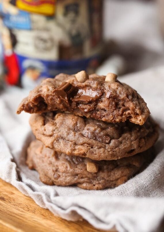 Hot Chocolate Cookies stacked