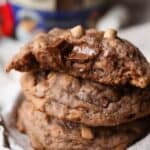 Hot Chocolate Cookies! These are made with hot chocolate mix right in the cookie and loaded with milk chocolate chunks!