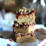 Three Peanut Butter and Jelly Bars, stacked