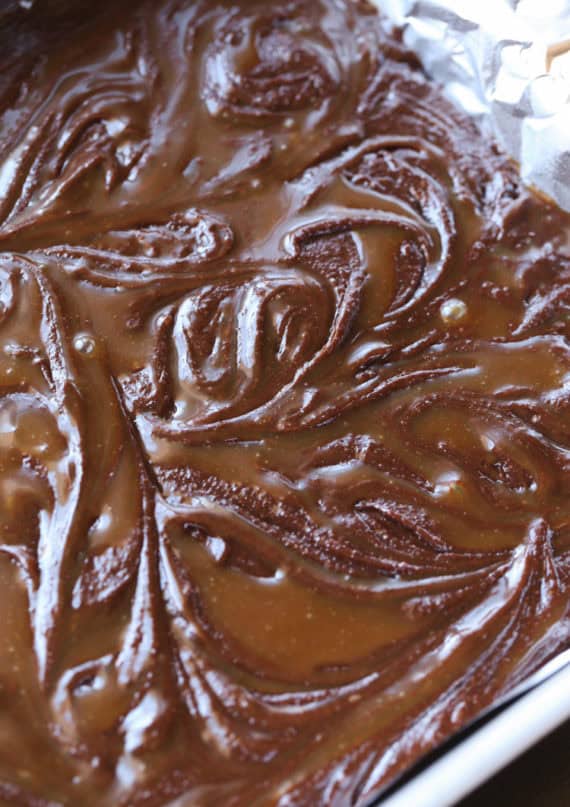 Sweet and Salty Brownie Batter with Salted Caramel