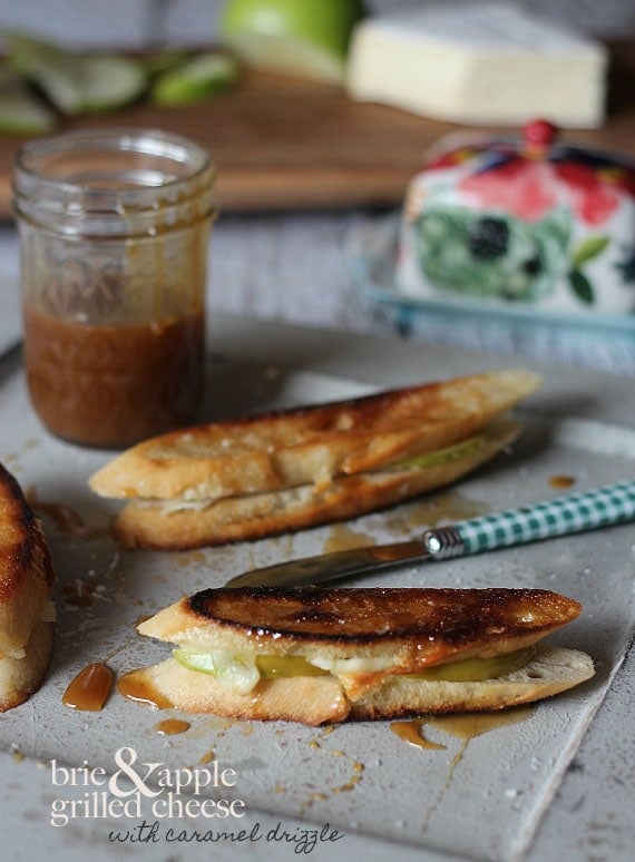 Brie and Apple Grilled Cheese with Salted Caramel Drizzle 