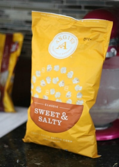 Yellow bag of Angie's sweet and salty kettle corn