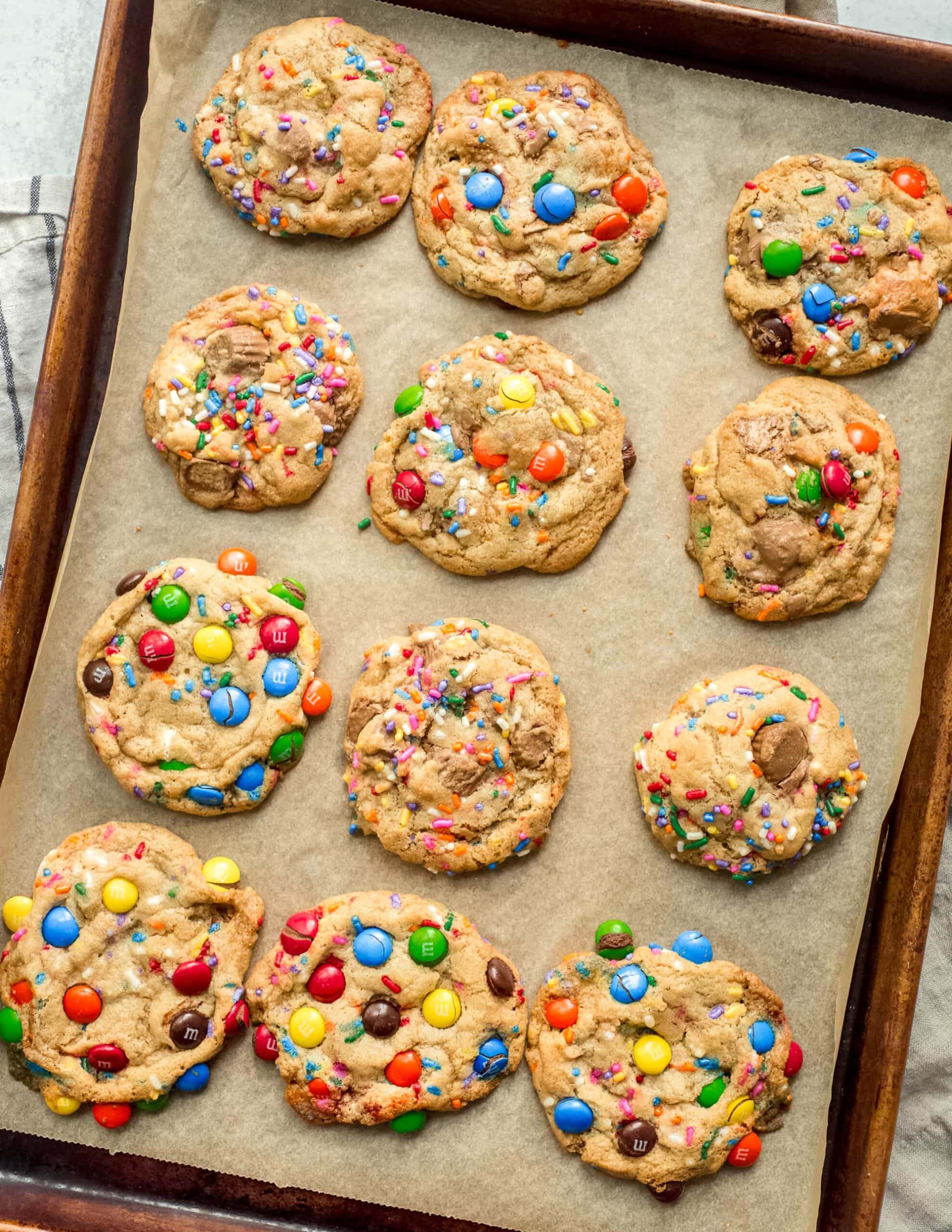 The Perfect Cookie Base Cookies with different versions on a cookie tray