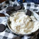 Oreo Cookie Filling in a ceramic bowl