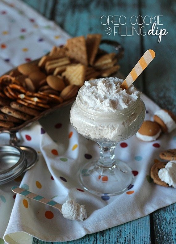 Bowl of oreo cookie filling dip