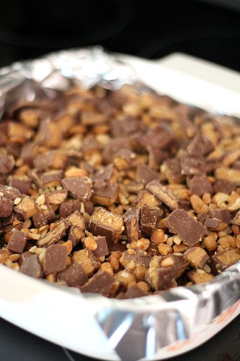 Pan with peanut butter cup brownies ingredients