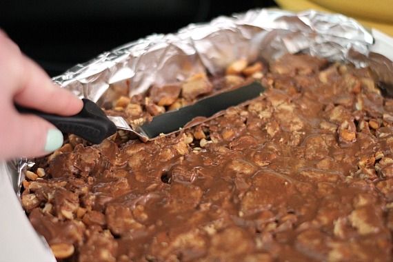 Pan of Peanut butter cup crack brownies