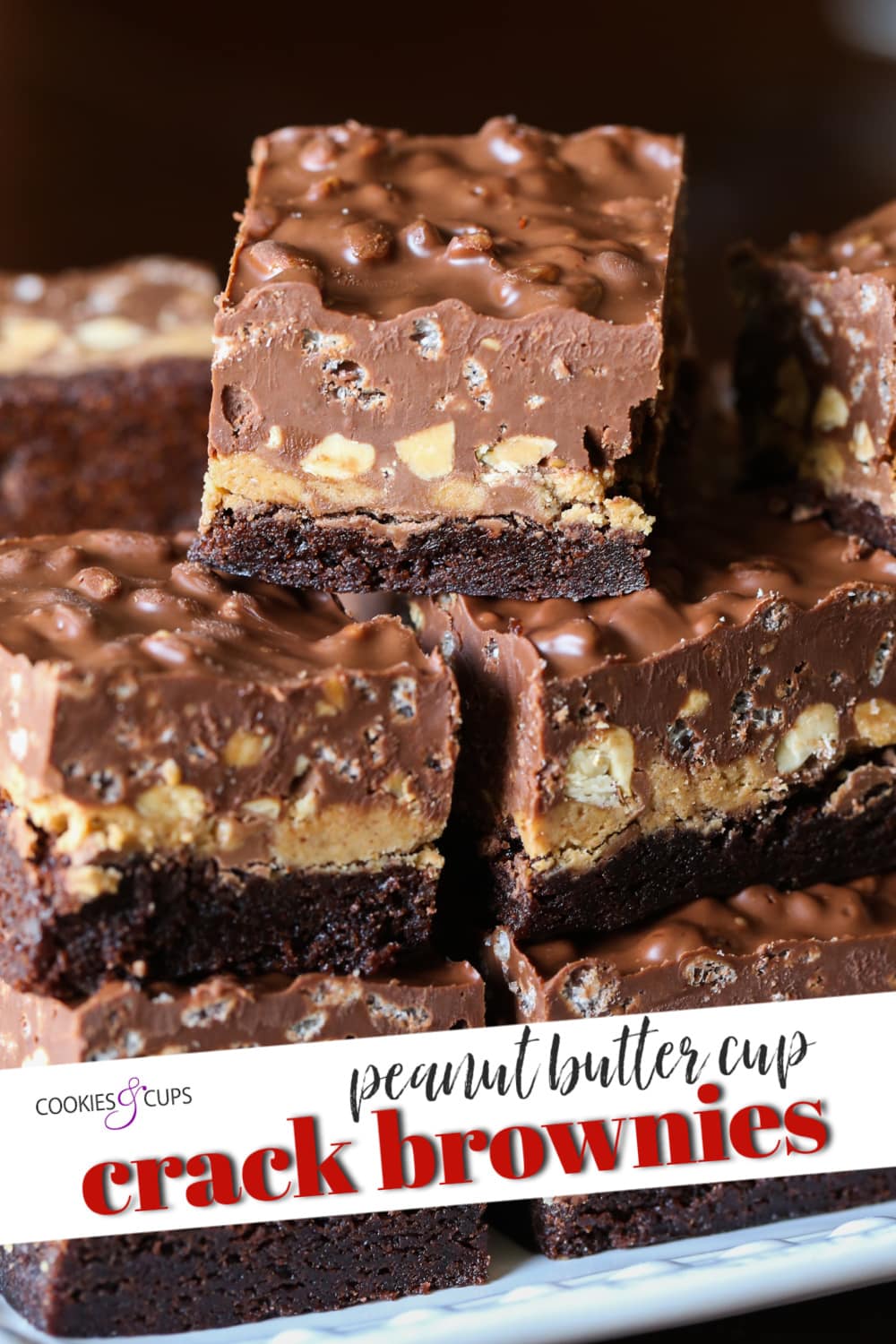 Peanut Butter Cup Crack Brownies Pinterest Image