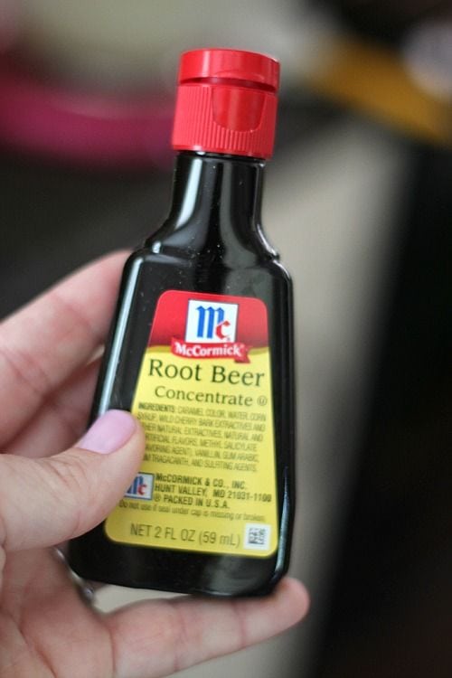 A bottle of McCormick Root Beer Concentrate flavoring