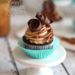 Devils Food Cake Cupcakes with Caramel Filling and Chocolate and Caramel Swirled Frosting (aka Karamel Sutra Cupcakes) | Cookies and Cups