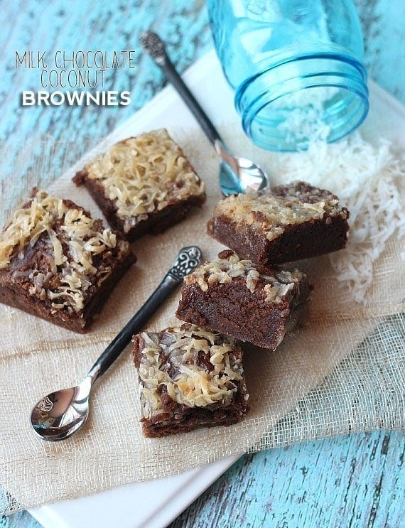 Milk Chocolate Coconut Brownies | Cookies and Cups
