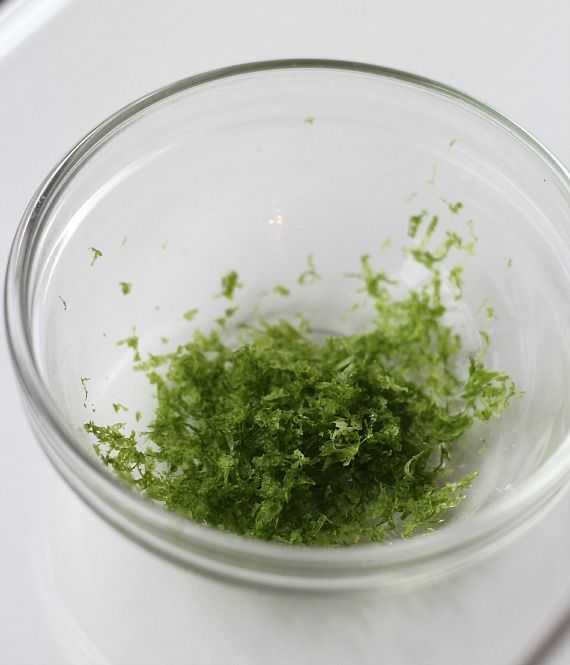 Lime zest in a bowl