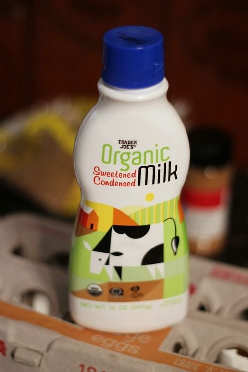 A bottle of Trader Joe's Organic Sweetened Condensed Milk