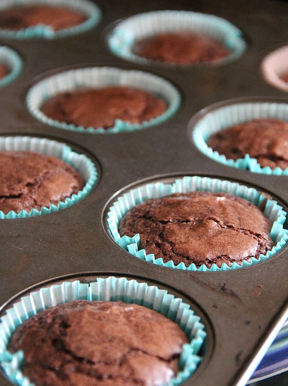 Baked brownies in muffin cups